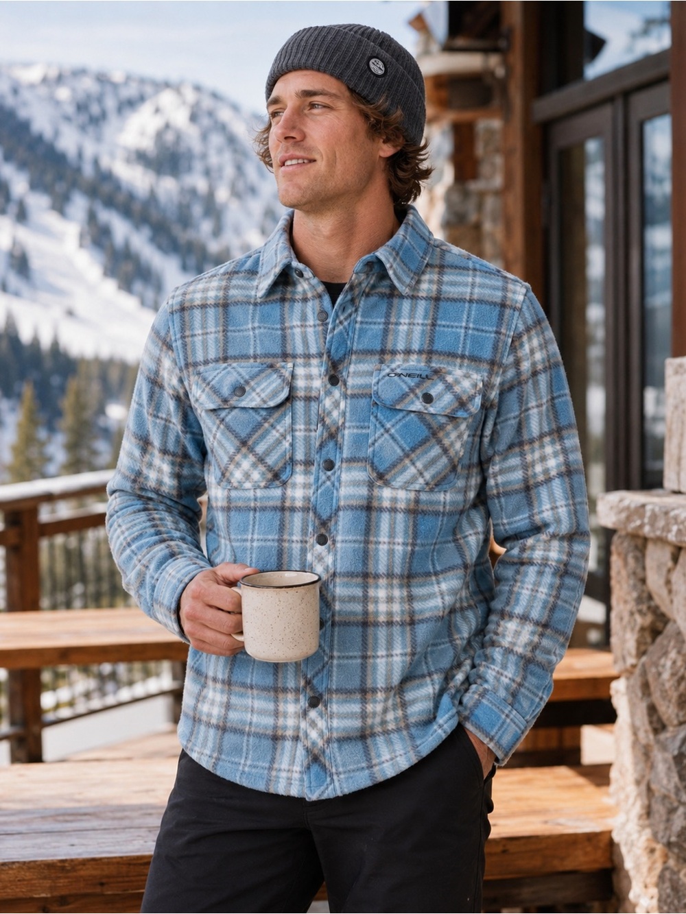 O’Neill Men’s Superfleece 100% Cotton Plaid Flannel Shirt Blue S NWT